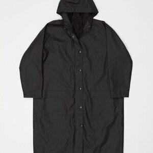 Samuji Regn Black Matte Rain Trench Jacket With Hood